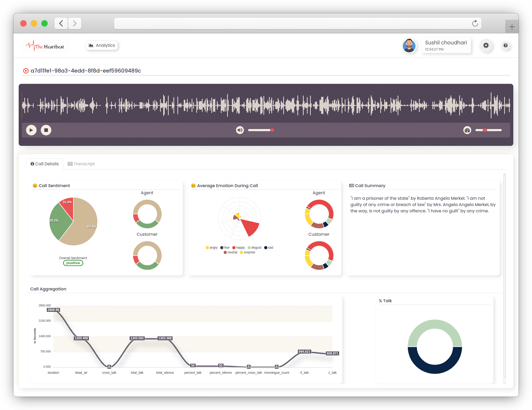 Post Call Analytics Dashboard